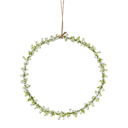 Umělá závěsná bylinková dekorace kruh 17x17x1 cm, bílá_0