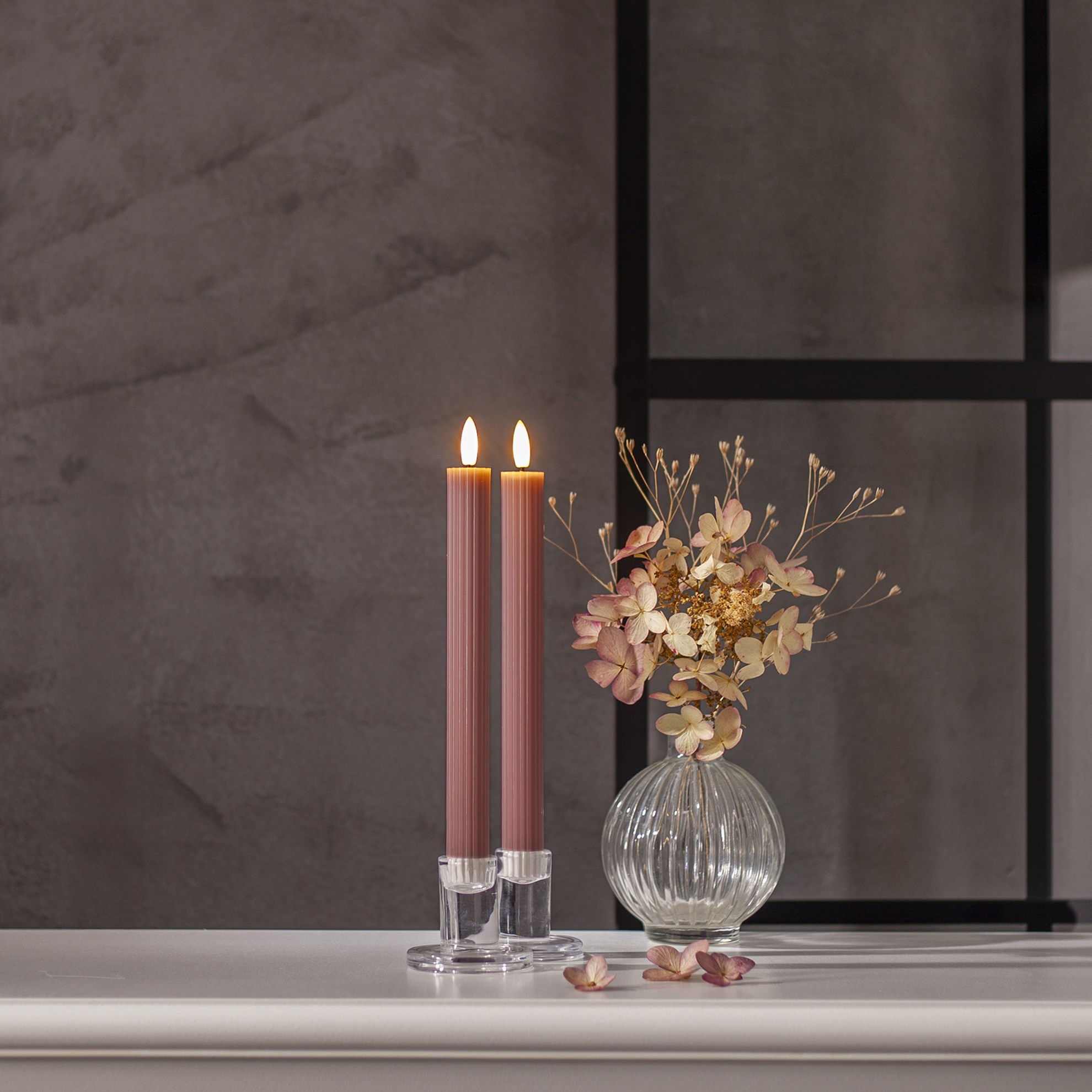 2x LED dekorační svíčka FLAMME STRIPE V.25 cm růžová_1