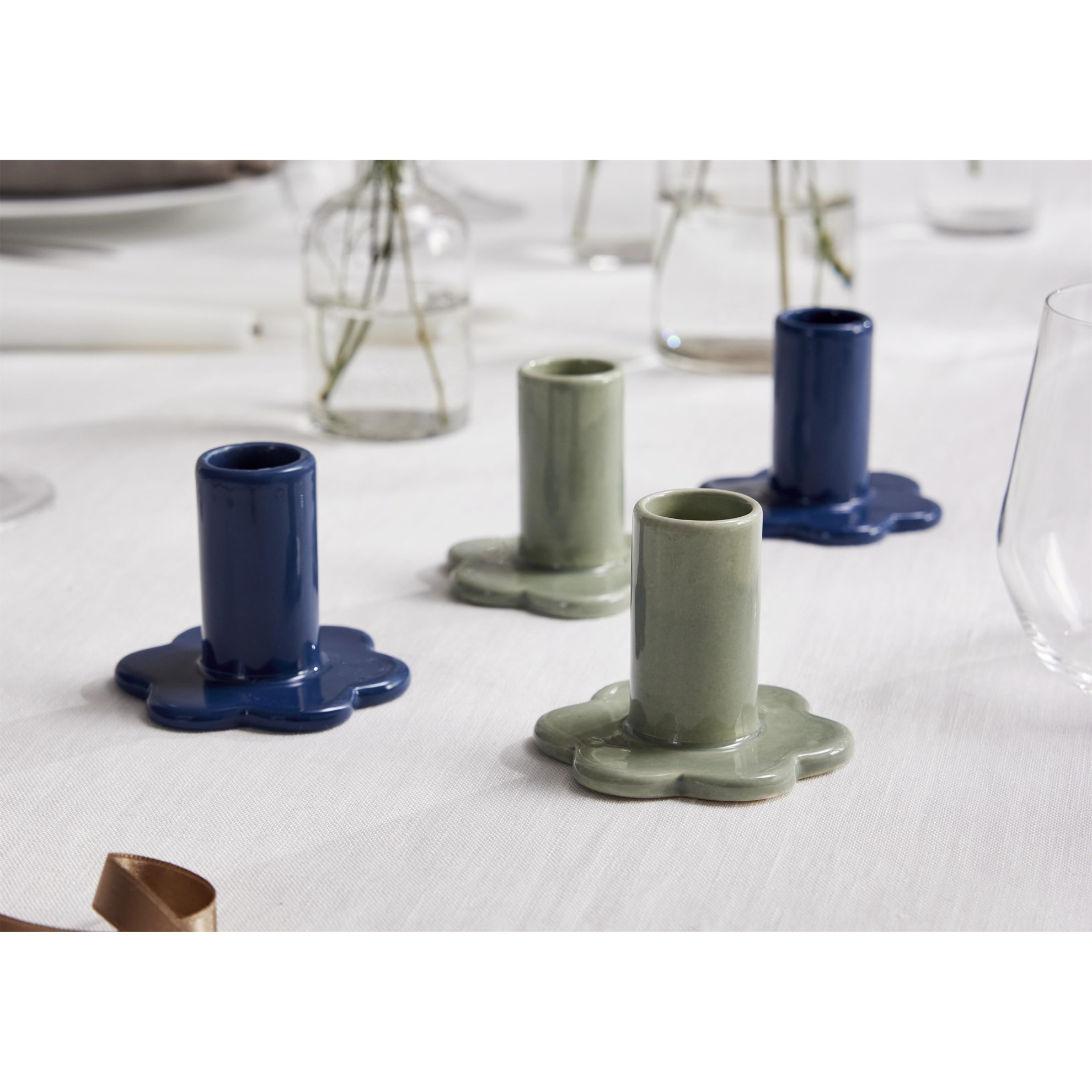 Porcelánový svícen BLOOM SET/2ks modrý_1