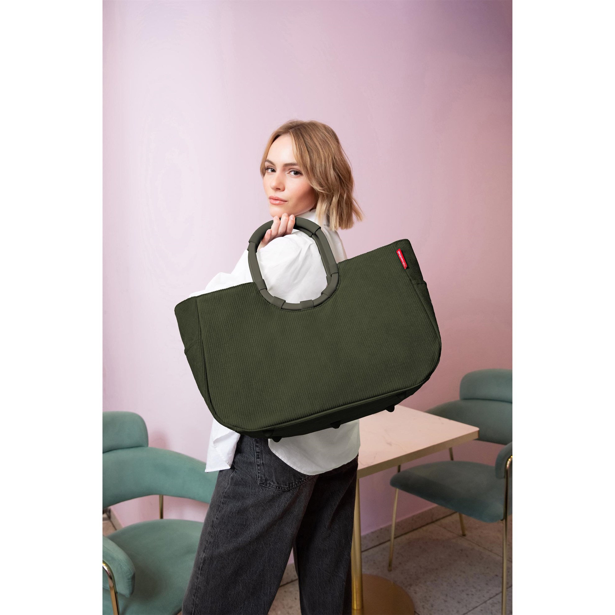 Módní taška Reisenthel Loopshopper L cord dark matcha_0